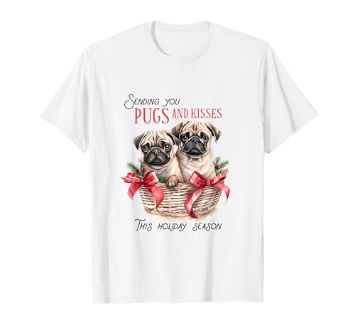 Enviándote pugs y besos esta temporada navideña Camiseta