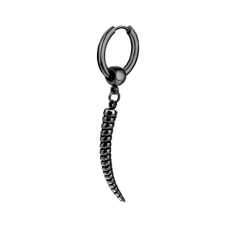 the men thing ANTLER - BLACK - Pure Titanium Steel Ear Hoop Earrings for Men & Boys-picture-11
