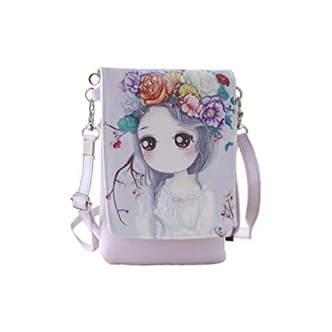 iNszkoos Teens Girls Kids Students Cute Cartoon Theme Mini Shoulder Bags Cross Body Bags Leather Key Coin Cell Phone Purse Small Wallet Pouches Clutch Handbag Gifts Bag for Girls Cover