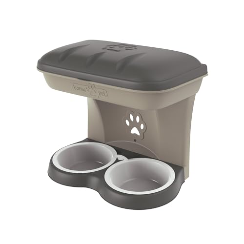 BAMA - Ciotola appesa Food Stand per cane - 48 x 27 x 42 cm - Tortora