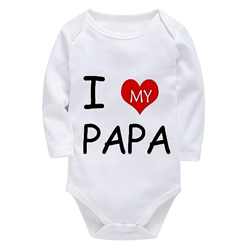 WOOYONGING I Love My PAPA Baby Outfit Newborn Outfits Long Sleeve Baby Girl Clothes White Baby Romper 6 Month