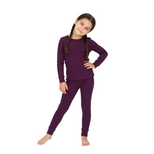 HUBIBUBI Girls 2-Piece Neon Plain Lounge Set Long Sleeve T-Shirt Elasticated Waist Leggings Comfy Co-Ord Casual Summer Tracksuit for Ages 3-13 Kids (purple, 13 Years)