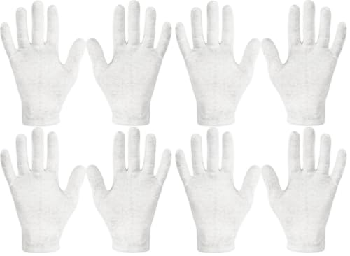 Image of Eurow Moisturizing Gloves for Dry Cracked Hands, Overnight Healing Cotton Gloves Lock in Lotion for Eczema, Psoriasis, Skincare Relief, Reusable Unisex Fit, 2 Pairs, White (Pack of 2)