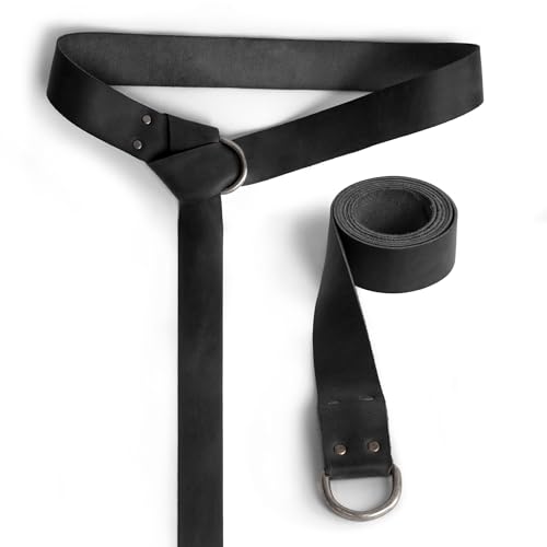 Hide & Play, Leather Medieval Belt with Half Ring Closure, Renaissance Style, Adjustable Strap for Viking Cosplay, Handmade