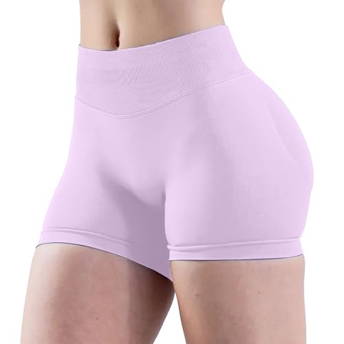 Generisch Pantalones cortos de yoga para mujer, cintura alta, pantalones cortos de fitness para mujer, control de abdomen, sin costuras, pantalones cortos de secado rápido, pantalones de ciclismo