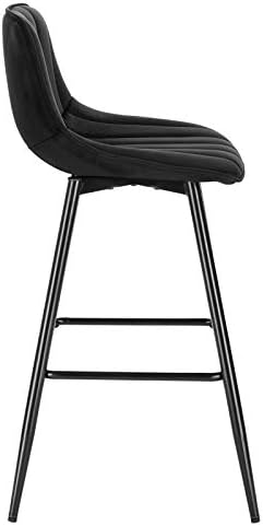 WOLTU Bar Stools Set of 2 PCS Soft Velvet Seat Breakfast Bar Counter Kitchen Chairs Metal Legs Barstools Black High Stools with Backrests & Footrests for Home & Commercial Use
