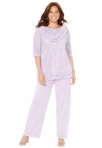 Catherines Women's Plus Size Sparkle & Lace Pant Set