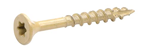 Image of IMSCREWS #8 x 1-5 /8 Inch Deck Screws 25 Pcs, Tan Coated Exterior Wood Screws for Pressure Treated Lumber, Star Drive Flat Head with Nibs, Type 17 Point Self-Tapping Fasteners for Fence and Outdoor Use
