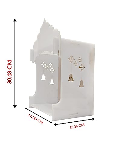 Acrylic Temple with Light for Pooja Room Small Temple Wall Hanging Home Decoration (7x12 inch)