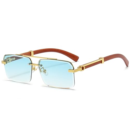 Image of Fashion Rimless Rectangle Sunglasses Mens Womens Frameless Square Sun Glasses UV 400
