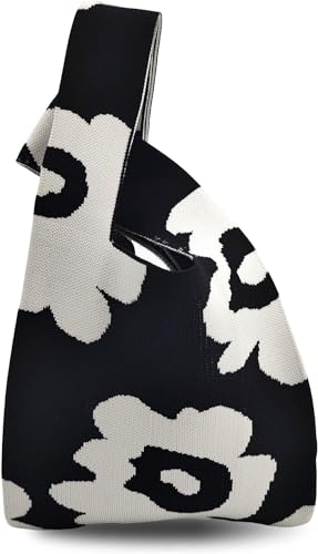 Kawn® Crochet Wrist Handbag for Women Wristlet Handbag Sleeve Knot Pouch Portable knitted breathable lightweight foldable Casual Small Purse Cute Tote Bag For Shopping, Dating, Travel