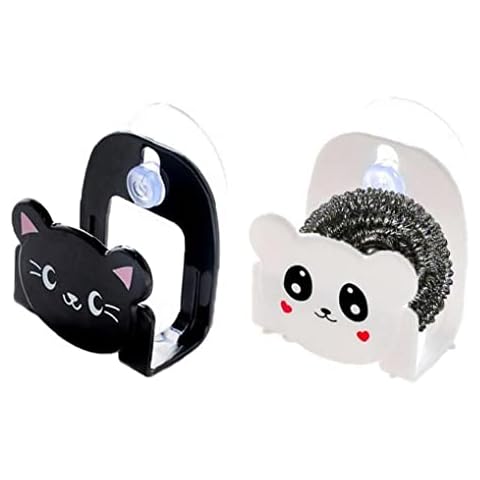 Luxylei Kitchen Sponge Holder 2pcs Cute Cartoon Kitchen Sink Organiser with Suction Cups Sink Tidy for Storage of Brush Sponge Soap Cover