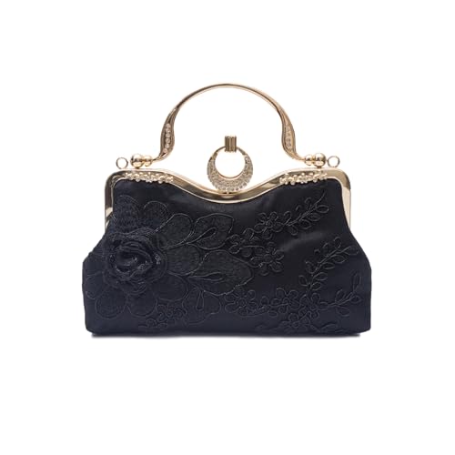 Image of CORIOS Women Evening Bag Floral Embroidery Clutch Bag Vintage Handbag Bridal Wedding Purse Elegant Shoulder Bag