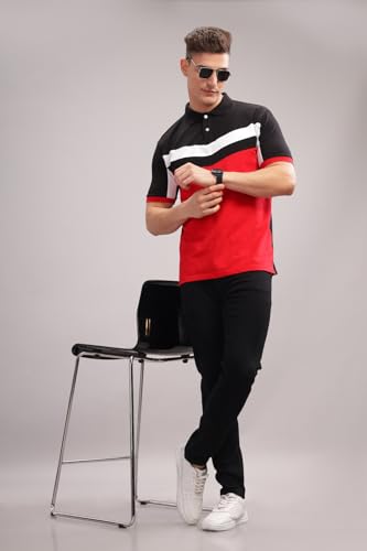 Image of ADRO Men's 100% Cotton Regular Fit Polo T-Shirt