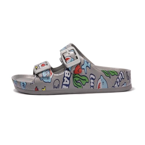 Image of FUNKYMONKEY Kids EVA Slides Waterproof Slip-on Pool Sandals for Boys Girls | Lightweight Plastic Sandals with Adjustable Double Buckle, Boys Girls Comfortable Non-slip Summer Shoes for Beach, Daily Wear
