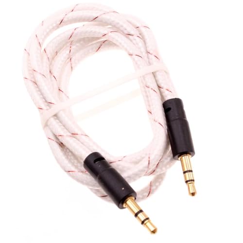 Cable auxiliar Jack 3.5mm trenzado blanco 1 m miniatura 1