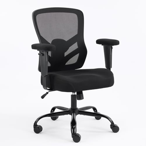 YFO Ergonomic Office Chair, Mesh Computer Desk Chair with Adjustable Back Lumbar Support and Armrests, Comfy Executive Rolling Swivel Task Chair for Home Office, Black