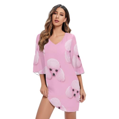 Robe col en V caniches roses : finis les vêtements d'été serrés et inconfortables