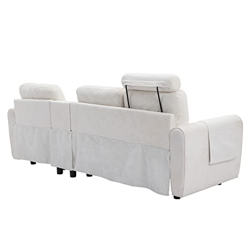 Neylory Convertible Sectional Sofa Couch, Tufted 3 Seat L Shaped Couch With Cup Holders & Storage, Modern Sleeper Sectional Sofa For Living Room, Apartment, Office(White) #TOP7