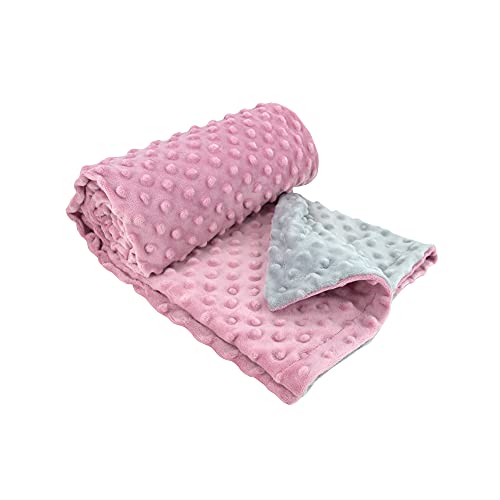Image of Minky Dot Baby Blanket for Girls Pink Gray Bed Throws Double Side Dotted Backing 30" x 40" Baby Minky Blanket Fleece Plush Baby Blanket Super Soft Double Layer Minky Baby Blanket