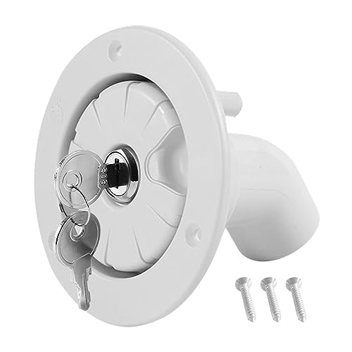 JNNJ Verschließbare Kappe Für Die Meisten Frischwassereinlässe Auf Wohnmobilen Und Anhängern, Einlassfilter Abschließbar, Für Wohnmobil Wohnwagen Anhänger Boot(Weiß)