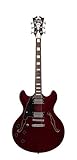 D'Angelico Premier DC Semi-Hollow Lefty Electric Guitar w/ Stop-Bar Tailpiece - Trans Wine