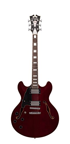D'Angelico Premier DC Semi-Hollow Lefty Electric Guitar w/ Stop-Bar Tailpiece - Trans Wine