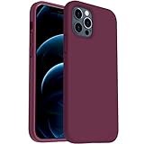 ORNARTO Funda para iPhone 12/Pro 6,1” de Silicona Líquida Reforzada, Protección de Cuerpo Completo de Goma Antichoque Bumper de Protección Case para iPhone 12 Pro/ 12(2020) 6,1 Vino Rojo