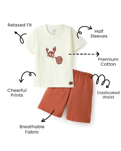 Image of Girls Premium Cotton Printed T-Shirt & Shorts Set | Summer Wear Comfortable Loungewear Clothing Set | Girls Co-Ord Set | Casual Half Sleeve Printed Top & Bottom Set