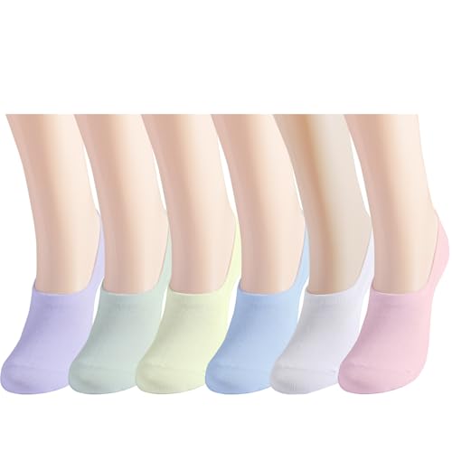EPEIUS No Show Socks Womens Non Slip Low Cut Socks Low Thin Ankle Footies Invisible Liner 8-10, Neutral Pastels 6 Pack Size L