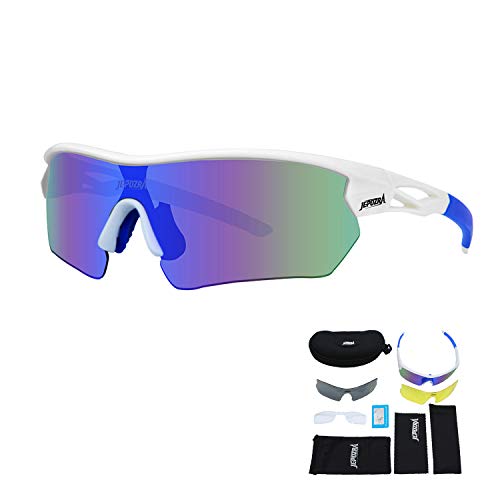 Gafas Ciclismo Hombre Mujer Gafas Bicicleta Montaña Gafas de Sol Deportivas Polarizadas Antivaho Antireflejo Anti Viento y UV Adaptadas a Deporte Carrera Running MTB
