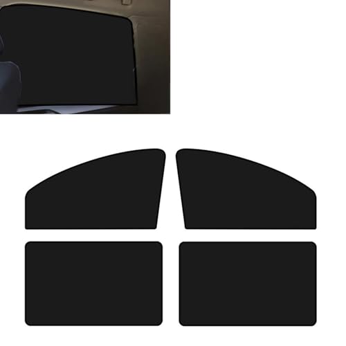 WZP 4PCS Car Window Shades, Magnetic Car Curtains for Side Window, UV Protection Fordable Privacy Sun Shade for Driving, Camping, Napping, Sleeping (Black)