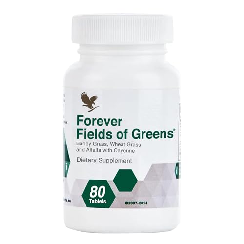Forever Living - Fields of Greens, Green Superfood Supplement with Barley Grass, Wheat Grass, and Alfalfa to Cleansing and Alkalizing, 80 Tablets
