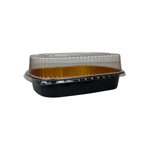 DHG PROFESSIONAL Medium Black and Gold Pan with Dome Lid | 50 Sets Big Pans with Dome Lids | Durable & Versatile Pans with Dome Lids Serving Foods Hot Meals Baking Desserts BBQs Catering