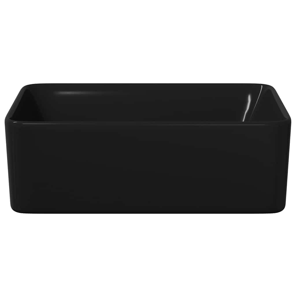 vidaXL Waschbecken Waschschale Waschtisch Aufsatzwaschbecken Waschplatz Handwaschbecken Aufsatzbecken Becken Badezimmer 40x30x13cm Keramik Schwarz