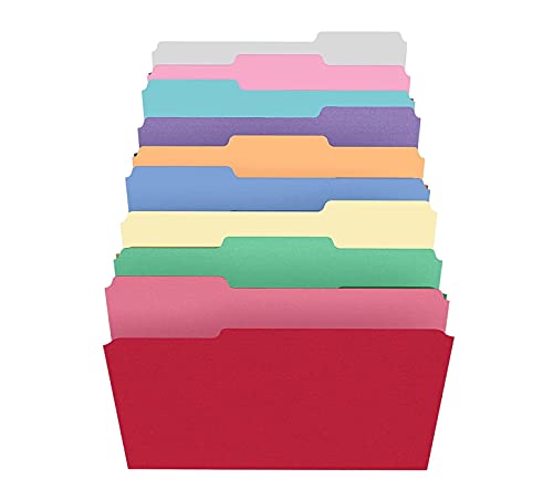 1Intheoffice File Folders Letter Size, Colored File Folders, File Folders 1/3 Cut Tab, Assorted Colors, 100/Pack #TOP1
