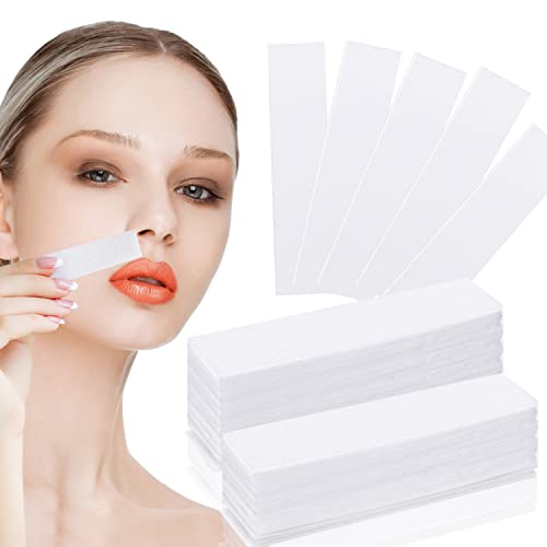 Noverlife 300PCS Disposable Eyebrow Waxing Strips for Women, Non-Woven Facial Waxing Strips Pre-cut Eye Brow Epilating Waxing Paper, Hair Removal Wax Strips for Face Lip Chin