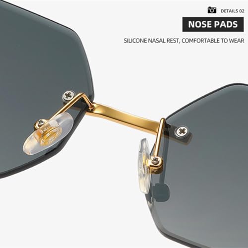 Small Frame Hexagon Rimless Sunglasses for Men Retro Luxury Uv4004