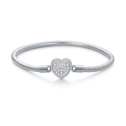 Snake Bracelet for Pandora Charms Sterling Silver Jewelry Moments Snake Chain Bracelet Fit Any Charm Gift for Women Girl (7 inches)