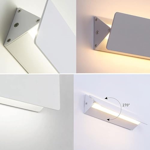 Aplique LED de pared rectangular regulable con iluminación indirecta de aluminio 6