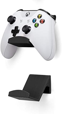 Brainwavz Game Controller Wall Mount Stand Holder (2 Pack) Compatible With XBOX ONE SWITCH PS4 STEAM PC NINTENDO, Universal Gamepad Accessories – No screws, Stick on, Black By Brainwavz (V2 – Improved Adhesion) UGC1
