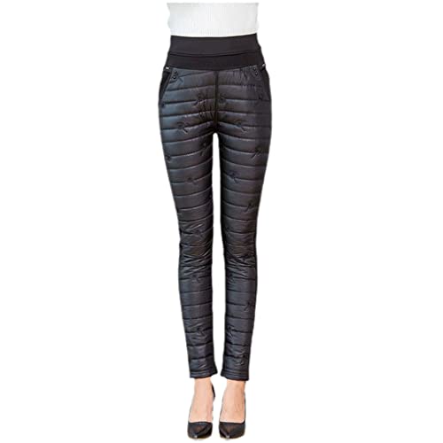 Pantalon broderie d'hiver femme chaud en velours épais taille haute pour le grand froid