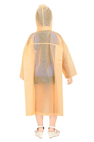 Image of Goodluck Kids Waterproof Knee-Length Raincoat for Boys & Girls - Transparent Hooded Rain Wear, Lightweight Reusable Rain Jacket with Front Button Closure for School, Travel & Outdoor Use