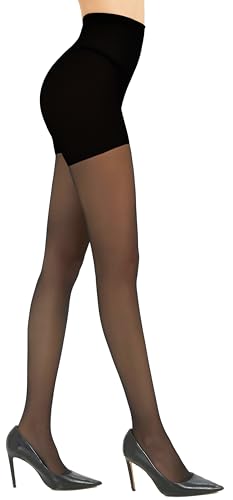 Citystl 2 Pairs Back Seam Pantyhose for Women 20D Sheer Tights With Line Down Back with Reinforced Toes4