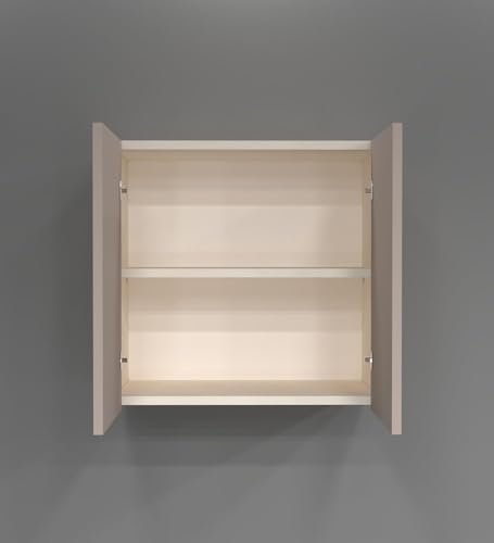 Image of 2 Door Wall Cabinet with UV Profile Shutter | Wall Mounted Storage Cabinet for Kitchen Bathroom Living Room | Wooden Wall Cabinet Organizer Mocha Finish DIY Assembly