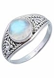 💜 Pierre de lune arc-en-ciel naturelle : 💜 La pierre précieuse bleue scintillante et rayonnante est une pierre de lune arc-en-ciel ; les nuances de couleurs et les inclusions uniques rendent chaque bague unique.