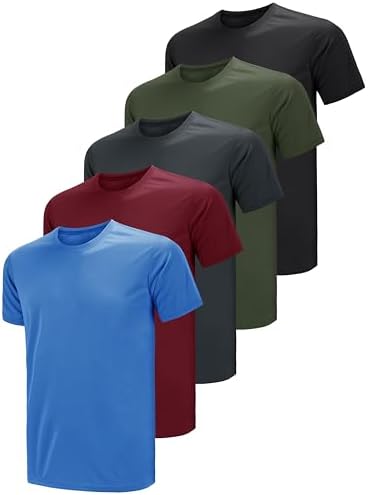 Teesmen Men T Shirt Multipack Gym 5pack Workout Short Sleeve Super Soft Plain Athletic, Multicolor Set 3, 4XL