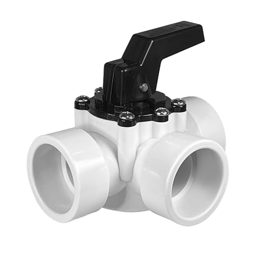 Fibropool 1-1/2 3-Way Pool Diverter Valve - Slip Fit - Locking Handle - Inground & Above Ground Pools & Spas - PVC Replacement Valve White