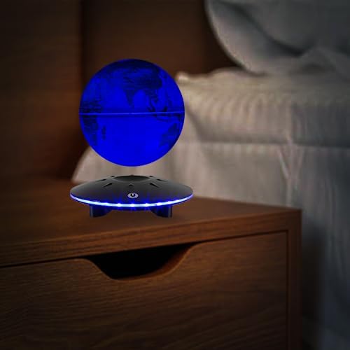 Miniatura 7 de UVEHAS Globo de levitación magnética de 6 pulgadas, lámpara flotante de mapa del mundo, globo LED giratorio flotante, luces nocturnas de globo de