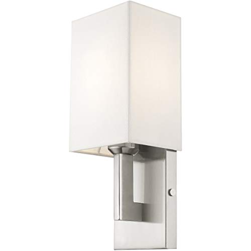 Image of Livex Lighting 51101-91 Transitional One Light Wall Sconce from Hollborn Collection in Pwt, Nckl, B /S, Slvr. Finish, Brushed Nickel